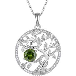 imageTree of Life Necklace 925 Sterling Silver Family Tree Pendant Birthstone Jewelry Gifts for Women08 August  Peridot