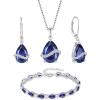 imageTanzanite Jewelry Set 925 Sterling Silver Pear Shaped December Birthstone Earrings Necklace Bracelet Jewelry Gifts for Women