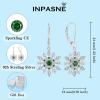 imageWomen Snowflake Earrings 925 Sterling Silver Birthstone Dangle Drop Leverback Earrings Christmas Gifts for Her05 May  Emerald