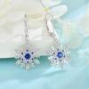 imageWomen Snowflake Earrings 925 Sterling Silver Birthstone Dangle Drop Leverback Earrings Christmas Gifts for Her09 September  Sapphire