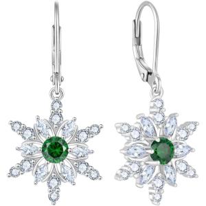 imageSnowflake Earrings for Women 925 Sterling Silver Christmas Earrings Dangle Drop Leverback Birthstone Jewelry Gifts for Her05 May  Emerald