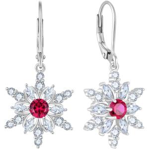 imageSnowflake Earrings for Women 925 Sterling Silver Christmas Earrings Dangle Drop Leverback Birthstone Jewelry Gifts for Her07 July  Ruby