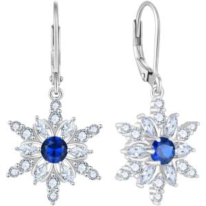imageSnowflake Earrings for Women 925 Sterling Silver Christmas Earrings Dangle Drop Leverback Birthstone Jewelry Gifts for Her09 September  Sapphire