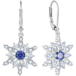 imageSnowflake Earrings for Women 925 Sterling Silver Christmas Earrings Dangle Drop Leverback Birthstone Jewelry Gifts for Her12 December  Tanzanite