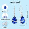 imageSapphire Jewelry Set 925 Sterling Silver Pear Shaped September Birthstone Earrings Necklace Bracelet Jewelry Gifts for Women