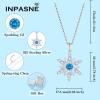 imageSnowflake Jewelry Set for Women 925 Sterling Silver Frozen Pendant Necklace Dangle Drop Leverback Earrings Blue Aquamarine Jewelry Christmas Gifts for Her
