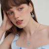 imageSnowflake Necklace Earrings 925 Sterling Silver Aquamarine March Birthstone Jewelry Set Christmas Gifts for Her