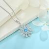 imageSnowflake Necklace Earrings 925 Sterling Silver Aquamarine March Birthstone Jewelry Set Christmas Gifts for Her
