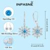 imageSnowflake Necklace Earrings 925 Sterling Silver Aquamarine March Birthstone Jewelry Set Christmas Gifts for Her