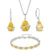 imageCitrine Jewelry Set 925 Sterling Silver Pear Shaped November Birthstone Earrings Necklace Bracelet Jewelry Gifts for Women