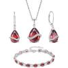 imageGarnet Jewelry Set 925 Sterling Silver Pear Shaped January Birthstone Earrings Necklace Bracelet Jewelry Gifts for Women