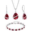 imageRuby Jewelry Set 925 Sterling Silver Pear Shaped July Birthstone Earrings Necklace Bracelet Jewelry Gifts for Women
