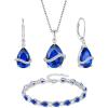 imageSapphire Jewelry Set 925 Sterling Silver Pear Shaped September Birthstone Earrings Necklace Bracelet Jewelry Gifts for Women