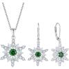imageSnowflake Jewelry Set for Women 925 Sterling Silver Emerald Christmas Necklace Earrings May Birthstone Jewelry Gifts for Her