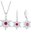 imageSnowflake Jewelry Set for Women 925 Sterling Silver Ruby Christmas Necklace Earrings July Birthstone Jewelry Gifts for Her