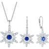 imageSnowflake Jewelry Set for Women 925 Sterling Silver Sapphire Christmas Necklace Earrings September Birthstone Jewelry Gifts for Her
