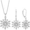 imageSnowflake Necklace Earrings 925 Sterling Silver Cubic Zirconia April Birthstone Jewelry Set Christmas Gifts for Her