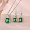 imageEmerald Cut Necklace Earrings Set 925 Sterling Silver Emerald Jewelry Set May Birthstone Jewelry Gifts for Women