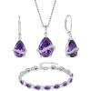 imageAmethyst Jewelry Set 925 Sterling Silver Pear Shaped February Birthstone Earrings Necklace Bracelet Jewelry Gifts for Women
