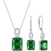 imageEmerald Cut Necklace Earrings Set 925 Sterling Silver Emerald Jewelry Set May Birthstone Jewelry Gifts for Women