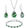 imageEmerald Jewelry Set 925 Sterling Silver Pear Shaped May Birthstone Earrings Necklace Bracelet Jewelry Gifts for Women