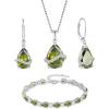 imagePeridot Jewelry Set 925 Sterling Silver Pear Shaped August Birthstone Earrings Necklace Bracelet Jewelry Gifts for Women