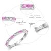 image925 Sterling Silver Stackable Birthstone Ring for Women Eternity Baguette Gemstone Ring for Her Size 51010 October  Pink Tourmaline