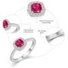 imagePromise Ring for Women 925 Sterling Silver Princess Cut Halo Birthstone Ring for Her Brides Wife Size 51007 July  Ruby