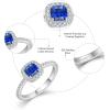 imagePromise Ring for Women 925 Sterling Silver Princess Cut Halo Birthstone Ring for Her Brides Wife Size 51009 September  Sapphire