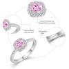 imagePromise Ring for Women 925 Sterling Silver Princess Cut Halo Birthstone Ring for Her Brides Wife Size 51010 October  Pink Tourmaline