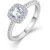 imagePromise Ring for Women 925 Sterling Silver Princess Cut Halo Birthstone Ring for Her Brides Wife Size 51004 April  Zirconia