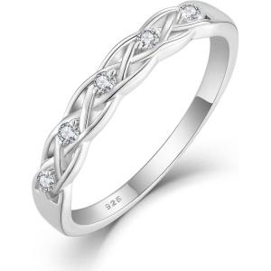 imageInfinity Celtic Knot Ring 925 Sterling Silver Twisted Knot Birthstone Ring Statement Rings for Women Size 51004 April  Zirconia