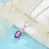 image:imageInpasne Birthstone Necklace for Women 925 Sterling Silver Oval Cut Cubic Zirconia Pendant Jewelry for Her02 February  Amethyst