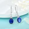 image:imageInpasne Oval Dangle Drop Earrings for Women 925 Sterling Silver Leverback Earrings Birthstone Jewelry Gifts for Her09 September  Sapphire