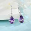 image:imageInpasne Teardrop Dangle Drop Earrings for Women 925 Sterling Silver Leverback Earrings Birthstone Jewelry Gifts for Her02 February  Amethyst