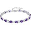 image:imageInpasne Birthstone Tennis Bracelet for Women 925 Sterling Silver Pear Shaped Gemstone Jewelry Gifts for Her02 February  Amethyst