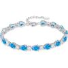 image:imageInpasne Birthstone Tennis Bracelet for Women 925 Sterling Silver Pear Shaped Gemstone Jewelry Gifts for Her03 March  Aquamarine