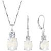 image:imageInpasne Opal Jewelry Set for Women 925 Sterling Silver Oval Cut Necklace Dangle Drop Leverback Earrings October Birthstone Jewelry for Her