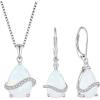 image:imageInpasne Teardrop Jewelry Set for Women 925 Sterling Silver Opal Necklace Dangle Drop Leverback Earrings October Birthstone Jewelry Gifts for Her