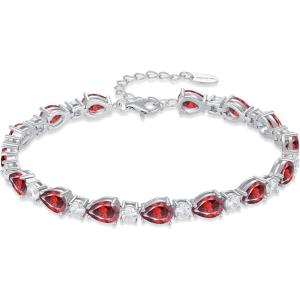 image:imageInpasne Birthstone Tennis Bracelet for Women 925 Sterling Silver Pear Shaped Gemstone Jewelry Gifts for Her01 January  Garnet