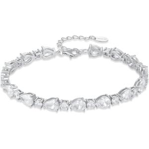 image:imageInpasne Birthstone Tennis Bracelet for Women 925 Sterling Silver Pear Shaped Gemstone Jewelry Gifts for Her04 April  Zirconia
