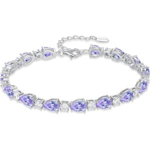 image:imageInpasne Birthstone Tennis Bracelet for Women 925 Sterling Silver Pear Shaped Gemstone Jewelry Gifts for Her06 June  Alexandrite