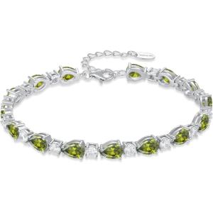 image:imageInpasne Birthstone Tennis Bracelet for Women 925 Sterling Silver Pear Shaped Gemstone Jewelry Gifts for Her08 August  Peridot