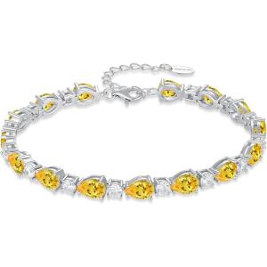 image:imageInpasne Birthstone Tennis Bracelet for Women 925 Sterling Silver Pear Shaped Gemstone Jewelry Gifts for Her11 November  Citrine