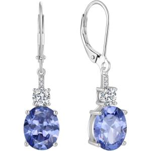 image:imageInpasne Oval Dangle Drop Earrings for Women 925 Sterling Silver Leverback Earrings Birthstone Jewelry Gifts for Her12 December  Tanzanite