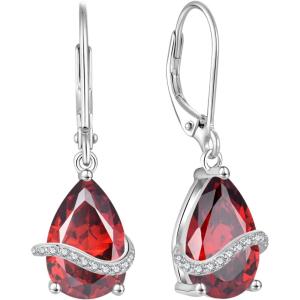 image:imageInpasne Teardrop Dangle Drop Earrings for Women 925 Sterling Silver Leverback Earrings Birthstone Jewelry Gifts for Her01 January  Garnet