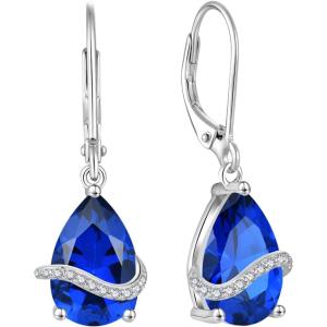 image:imageInpasne Teardrop Dangle Drop Earrings for Women 925 Sterling Silver Leverback Earrings Birthstone Jewelry Gifts for Her09 September  Sapphire