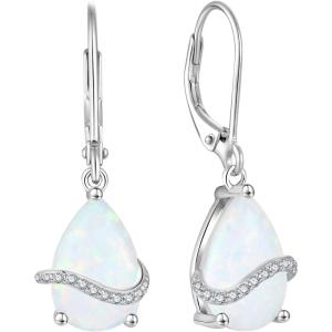 image:imageInpasne Teardrop Dangle Drop Earrings for Women 925 Sterling Silver Leverback Earrings Birthstone Jewelry Gifts for Her10 October  Opal