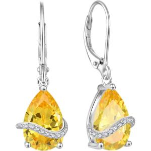 image:imageInpasne Teardrop Dangle Drop Earrings for Women 925 Sterling Silver Leverback Earrings Birthstone Jewelry Gifts for Her11 November  Citrine