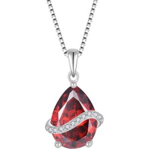 image:imageInpasne Teardrop Necklace for Women 925 Sterling Silver Birthstone Necklace Pendant Jewelry Gifts for Her01 January  Garnet